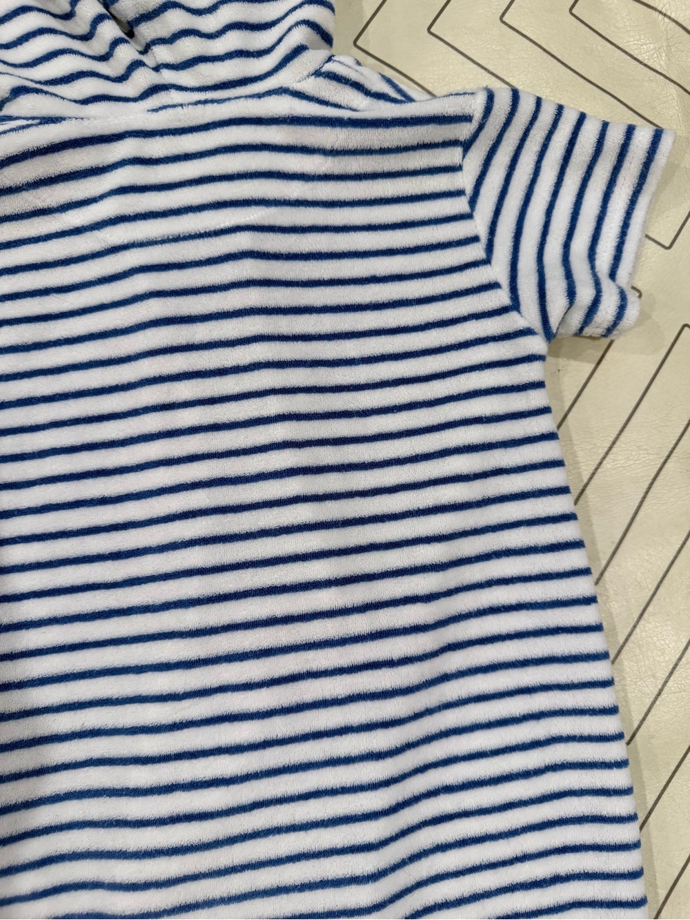 Kissy Kissy Striped Blue and White Hooded Terry Romper - Picture 13 of 13